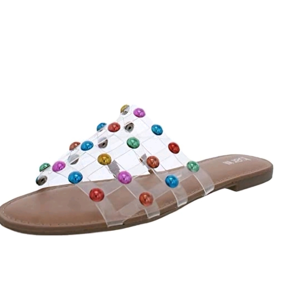 Colorful Beaded Slide Sandals Bar 3 Womens Size 9.5. New In Box.